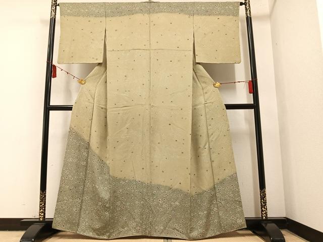 平和屋着物●訪問着 型染め 花唐草文 暈し染め 正絹 逸品 AAAY8924ph