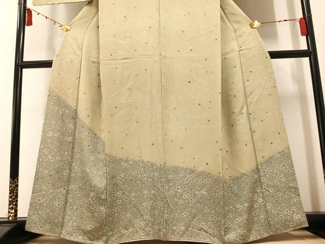 平和屋着物●訪問着 型染め 花唐草文 暈し染め 正絹 逸品 AAAY8924ph
