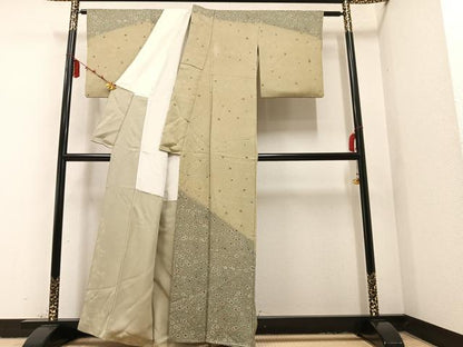 平和屋着物●訪問着 型染め 花唐草文 暈し染め 正絹 逸品 AAAY8924ph