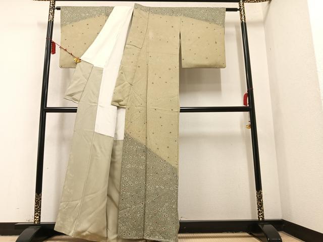 平和屋着物●訪問着 型染め 花唐草文 暈し染め 正絹 逸品 AAAY8924ph