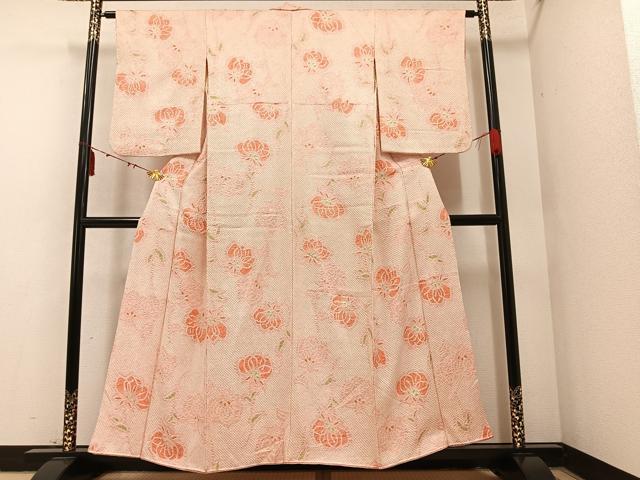 平和屋着物●上質な小紋 絞り 舞花文 正絹 逸品 AAAY8934ph