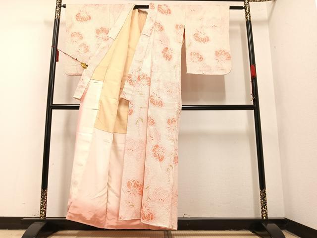 平和屋着物●上質な小紋 絞り 舞花文 正絹 逸品 AAAY8934ph