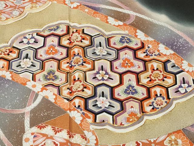 平和屋着物■豪華黒留袖　駒刺繍　吉祥文　暈し染め　金彩　正絹　逸品　CAAV2165ev