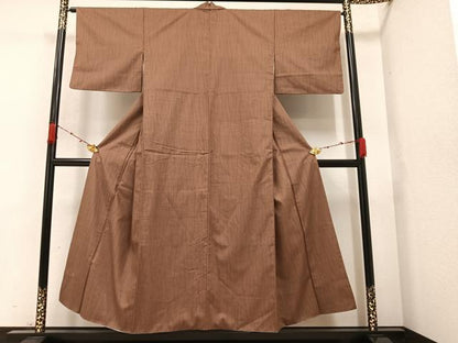 平和屋着物●上質な紬 よろけ縞 正絹 逸品 AAAZ0522ph