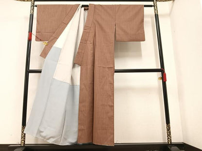 平和屋着物●上質な紬 よろけ縞 正絹 逸品 AAAZ0522ph