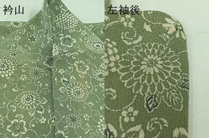 平和屋着物▽上質な小紋 単衣 型染め 更紗花文 鬼しぼ縮緬 正絹 逸品 AAAY9440jh