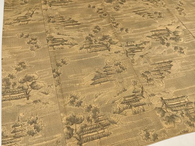 平和屋着物●上質な紬 風景草木文 正絹 逸品 AAAZ0575ph