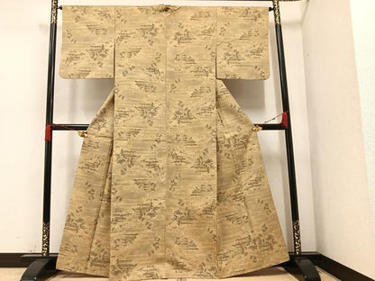 平和屋着物●上質な紬 風景草木文 正絹 逸品 AAAZ0575ph