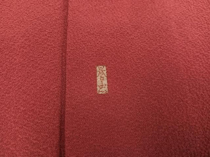 平和屋着物●銀座きしや　色無地　葡萄茶色　正絹　逸品　AAAZ0573ph