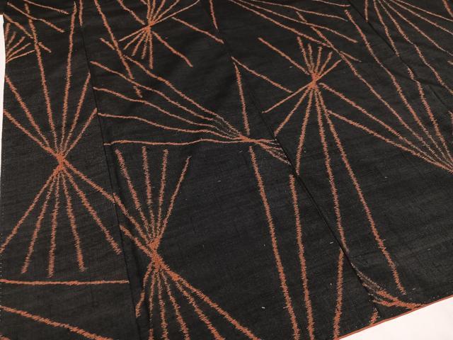 平和屋着物●上質な紬 幾何学文様 黒地 正絹 逸品 AAAZ0582ph