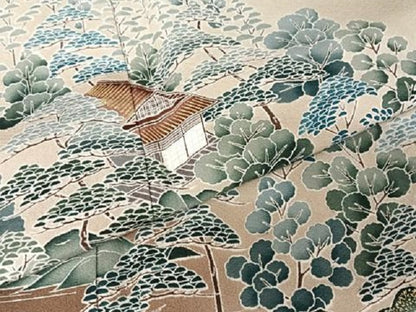平和屋着物●訪問着 友禅 風景文 暈し染め 金彩 正絹 逸品 AAAY9904np
