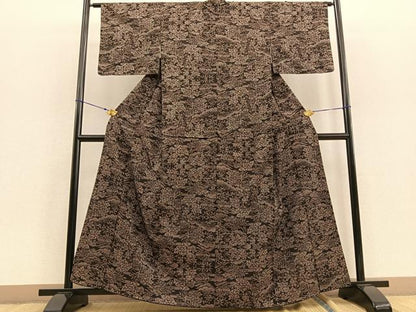 平和屋着物●本場大島紬 7マルキ 草花尽くし 正絹 逸品 BAAU4767gt