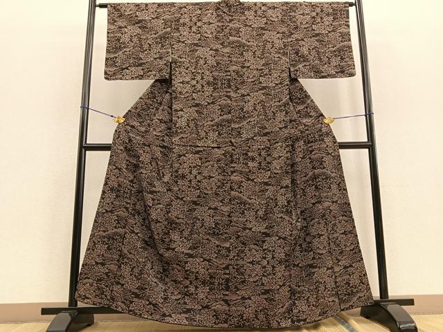 平和屋着物●本場大島紬 7マルキ 草花尽くし 正絹 逸品 BAAU4767gt