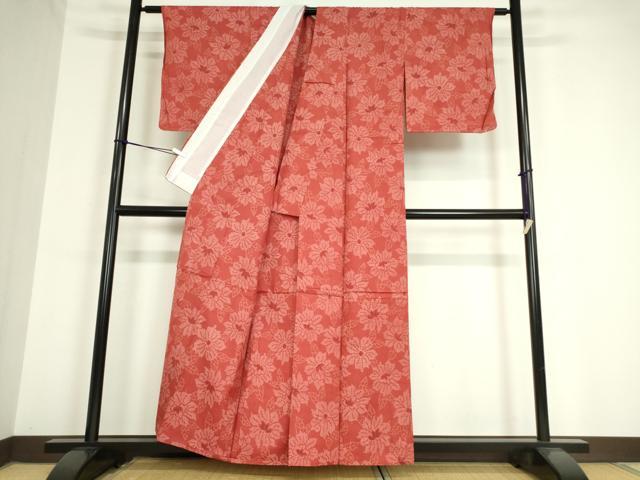 平和屋着物▽上質な紬 単衣 花尽くし 正絹 逸品 未使用 DAAV5190az