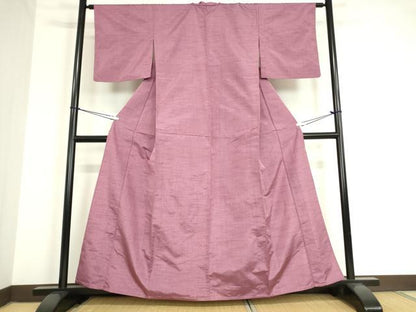 平和屋着物▽上質な紬 単衣 浅蘇芳色 正絹 逸品 DAAV5172az