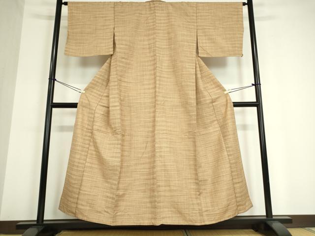 平和屋着物▽上質な紬 単衣 縞 正絹 逸品 未使用 DAAV5173az