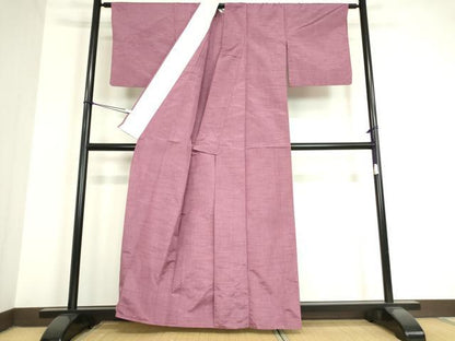 平和屋着物▽上質な紬 単衣 浅蘇芳色 正絹 逸品 DAAV5172az