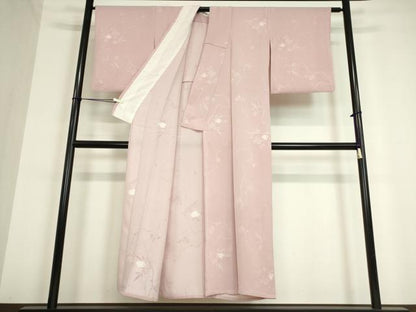 平和屋着物▽上質な小紋　単衣　絞り　枝花文　ラメ　正絹　逸品　DAAV5186az