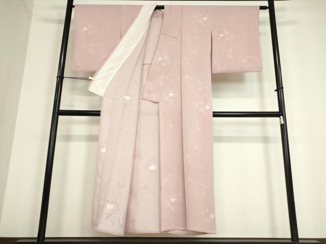 平和屋着物▽上質な小紋　単衣　絞り　枝花文　ラメ　正絹　逸品　DAAV5186az