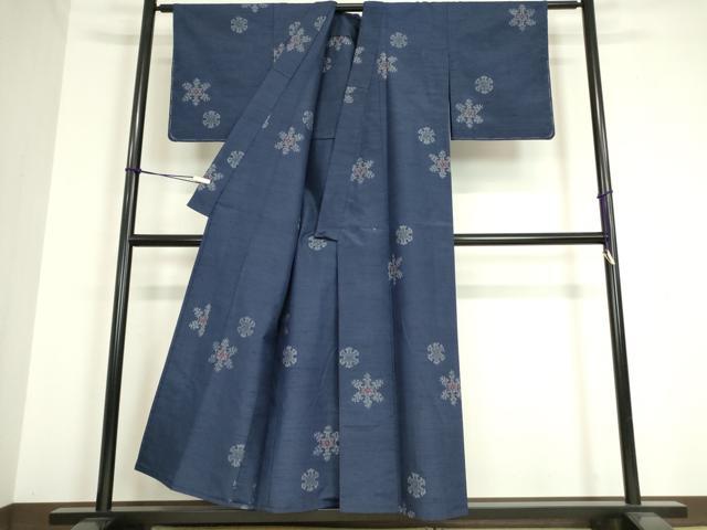 平和屋着物▽上質な紬 単衣 雪輪文 正絹 逸品 未使用 DAAV5191az