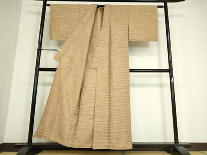 平和屋着物▽上質な紬 単衣 縞 正絹 逸品 未使用 DAAV5173az