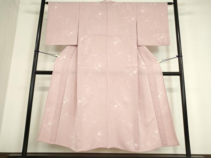 平和屋着物▽上質な小紋　単衣　絞り　枝花文　ラメ　正絹　逸品　DAAV5186az