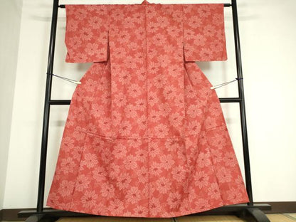 平和屋着物▽上質な紬 単衣 花尽くし 正絹 逸品 未使用 DAAV5190az