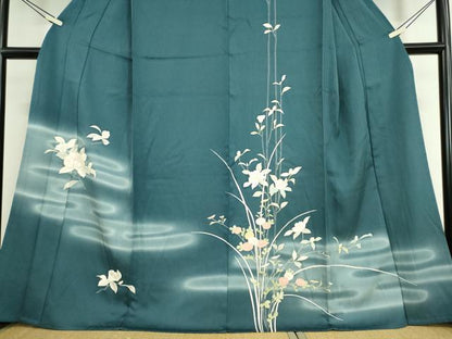 平和屋着物▽訪問着 単衣 霞草花文 暈し染め 金彩 正絹 逸品 DAAV5203az