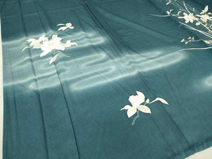平和屋着物▽訪問着 単衣 霞草花文 暈し染め 金彩 正絹 逸品 DAAV5203az