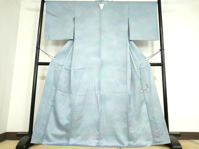 平和屋着物▽上質な小紋 単衣 作家物 雲流 霞文 暈し染め 正絹 逸品 未使用 DAAV5204az