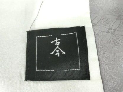 平和屋着物▽色無地　単衣　七宝花地紋　薄鼠色　洗える着物　DAAV5193az