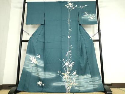 平和屋着物▽訪問着 単衣 霞草花文 暈し染め 金彩 正絹 逸品 DAAV5203az