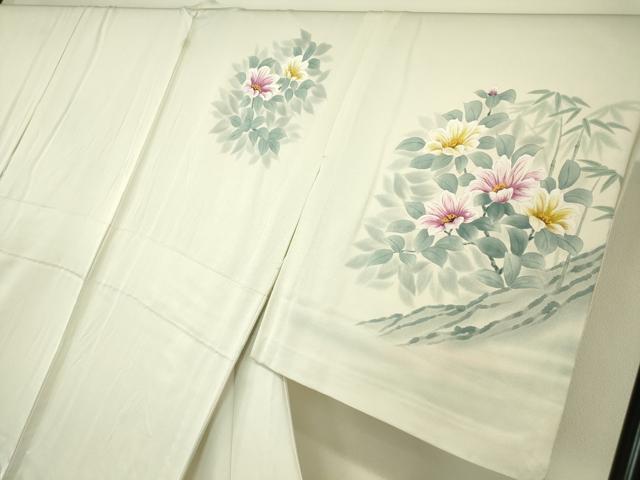 平和屋着物▽訪問着 単衣 作家物 草花文 手描き 正絹 逸品 DAAV5225az