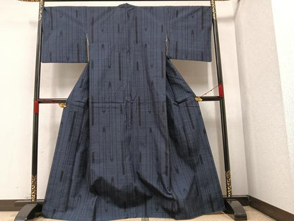 平和屋着物●結城紬　80亀甲　変わり間道　正絹　逸品　AAAZ1937ph