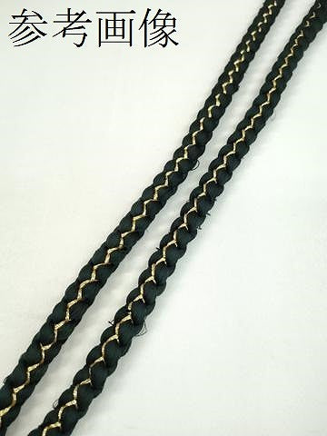 平和屋着物●和装小物　振袖用帯締め　飾り付き　ビジュー　花　パール　黒　金糸　切り房　逸品　未使用　CAAW4152ju