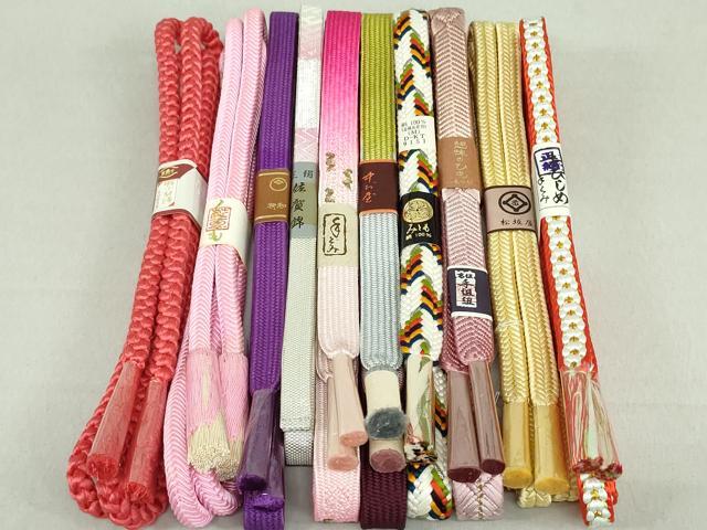 平和屋着物●和装小物　帯締め10本　高麗組　笹浪組　佐賀錦　手組紐　くみひも　金銀糸　松坂屋扱い　逸品　未使用　DAAV8039by