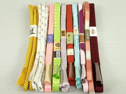 平和屋着物●和装小物　帯締め10本　佐賀錦　手組紐　くみひも　金糸　松坂屋扱い　逸品　未使用　DAAV8047by