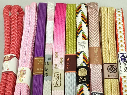平和屋着物●和装小物　帯締め10本　高麗組　笹浪組　佐賀錦　手組紐　くみひも　金銀糸　松坂屋扱い　逸品　未使用　DAAV8039by