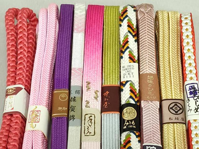 平和屋着物●和装小物　帯締め10本　高麗組　笹浪組　佐賀錦　手組紐　くみひも　金銀糸　松坂屋扱い　逸品　未使用　DAAV8039by