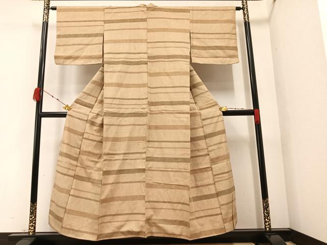 平和屋着物●上質な紬 横段文 正絹 逸品 AAAZ1957ph