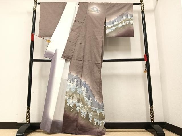 平和屋着物●訪問着　ろうけつ染　樹林文　暈し染め　金銀彩　正絹　逸品　AAAZ1958ph