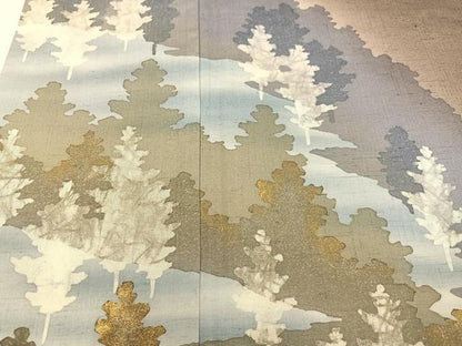 平和屋着物●訪問着　ろうけつ染　樹林文　暈し染め　金銀彩　正絹　逸品　AAAZ1958ph
