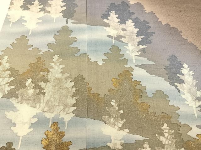 平和屋着物●訪問着　ろうけつ染　樹林文　暈し染め　金銀彩　正絹　逸品　AAAZ1958ph