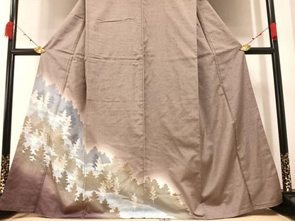平和屋着物●訪問着　ろうけつ染　樹林文　暈し染め　金銀彩　正絹　逸品　AAAZ1958ph