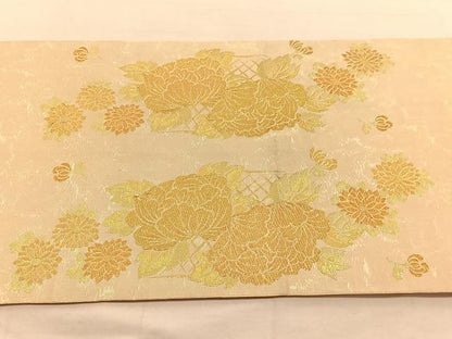 平和屋着物◎太鼓柄袋帯　花籠文　金糸　引箔　正絹　逸品　BAAU5280hv
