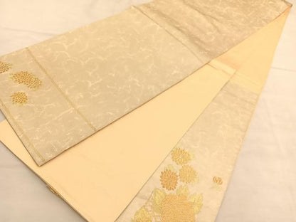 平和屋着物◎太鼓柄袋帯　花籠文　金糸　引箔　正絹　逸品　BAAU5280hv
