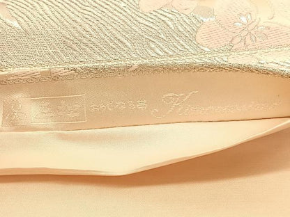 平和屋着物◎六通柄袋帯 唐織 舞蝶文 銀糸 正絹 逸品 BAAU5369hv