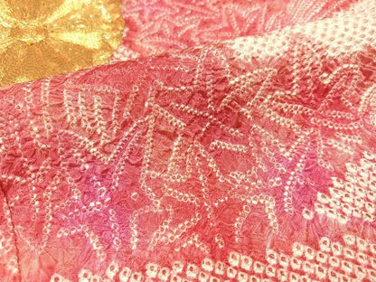 平和屋着物●豪華振袖　駒刺繍　絞り　草花文　正絹　逸品　AAAZ2404ph