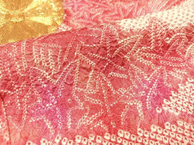 平和屋着物●豪華振袖　駒刺繍　絞り　草花文　正絹　逸品　AAAZ2404ph