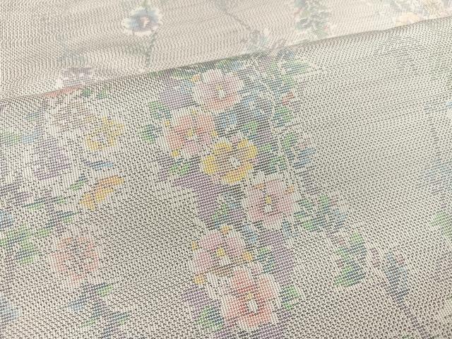 平和屋着物●本場大島紬　白大島　カタス9マルキ　草花文　正絹　逸品　未使用　AAAZ2413ph